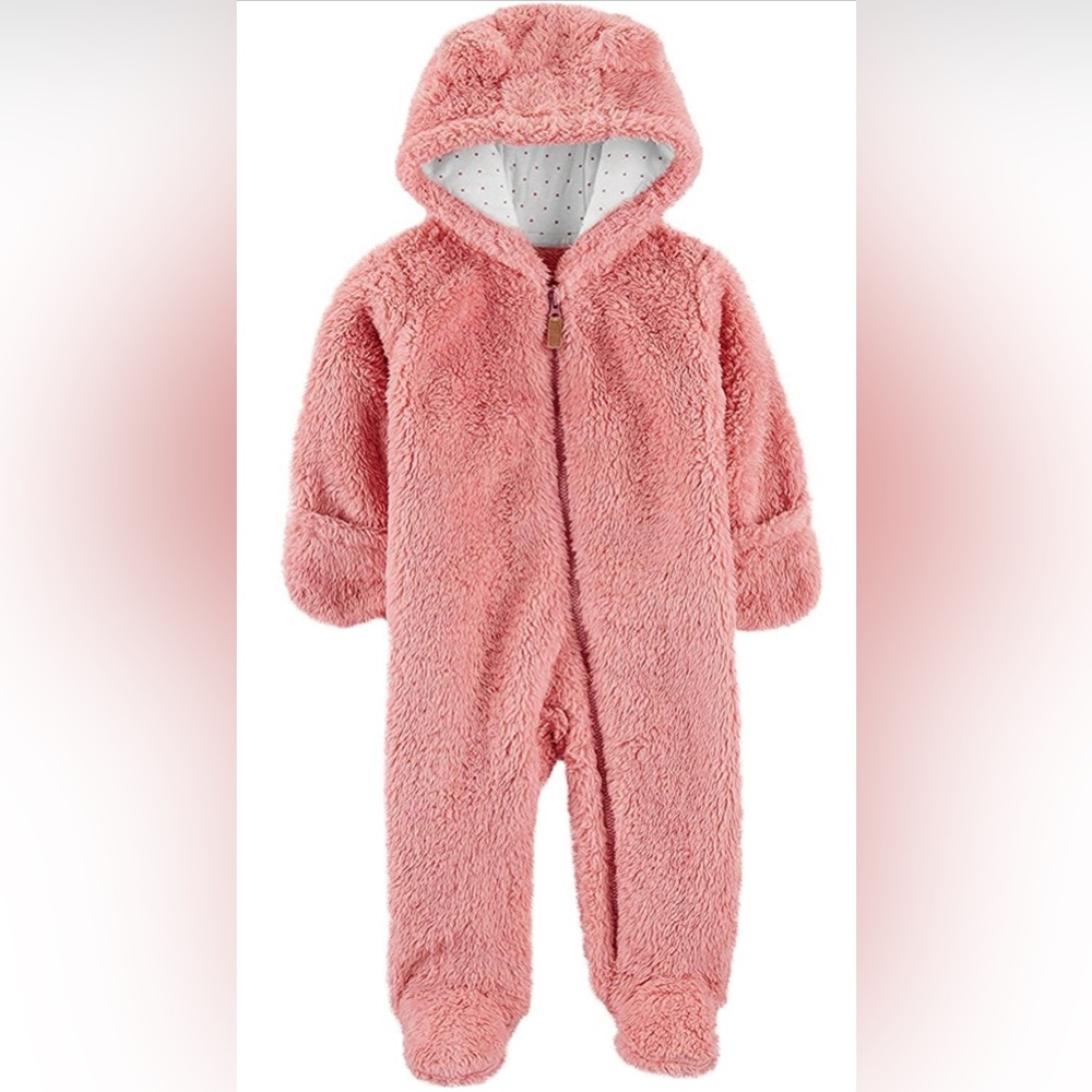 Carter’s Pink Bear Sherpa Footed Jumpsuit 9 Months